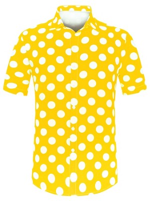 Lars Amadeus Men's Summer Polka Dots Button Down Short Sleeves Hawaiian Shirts