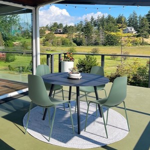 COLAMY Outdoor Dining Chairs, Patio Chairs, Plastic chair with Metal Legs for Garden-Set of 4-Green - 1 of 4