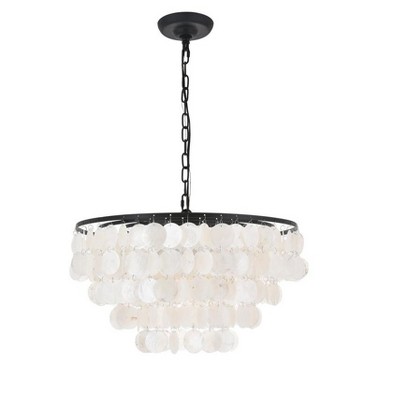 Selene Black 4-Light Pendant with Brass Accents