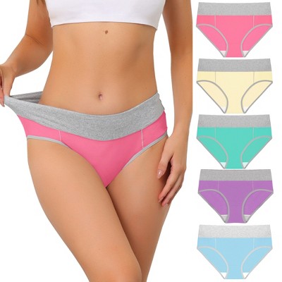 Agnes Orinda Women's Plus Size 5 Packs Mid-High Waist Solid Stretchy Comfortable Briefs