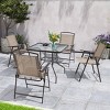 Crestlive Products 5 Piece Patio Dining Set with 4 Folding Chairs and Table Outdoor Dining Furniture with Square Glass Tabletop - 2 of 4