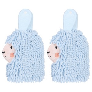 REGALWOVEN Cute Cartoon Alpaca Soft Absorbent Chenille Decorative Hand Towels 2 Pcs - 1 of 4
