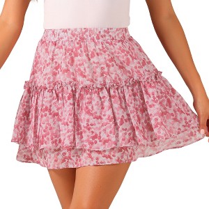 INSPIRE CHIC Women's Summer Floral Tiered Ruffle Cute Mini Skirt - 1 of 4