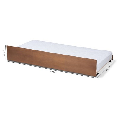 Ash Walnut Twin Trundle Bed with Wheels