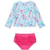 RuffleButts Baby/Toddler Girls UPF50+ Long Sleeve Zipper Rash Guard 2-Piece - 2 of 4