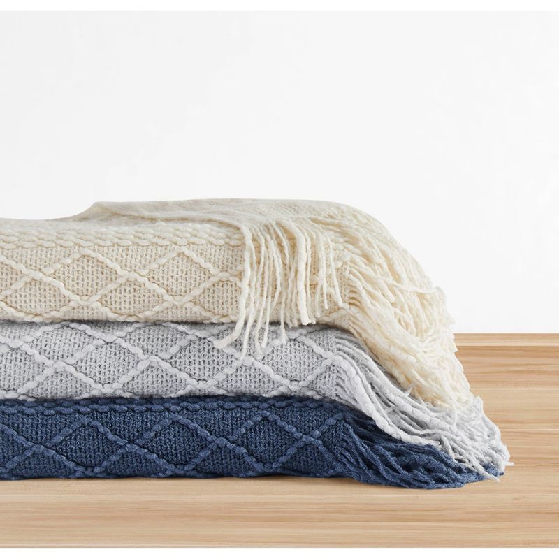 50&#34;x60&#34; Woven Texture Solid Throw Blanket Ivory - Brooklyn Loom, 5 of 6