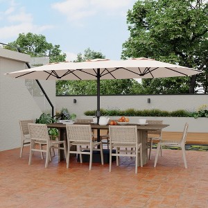 15 Ft Large Outdoor Patio Umbrella with Base Included, Double Sided Rectangle Deck Umbrella for Market Garden Pool - 1 of 4