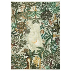 Washable Jungle Animal Print Living Room Rugs, Ultra Thin Soft Forest Bedroom Carpet, Botanical Print Dining Room Floor Cover - 1 of 4