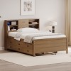 Twin/Full Size Wood Platform Bed with Bookcase Headboard, Trundle and Three Drawers for Kids and Teens, 4W-ModernLuxe - 3 of 4