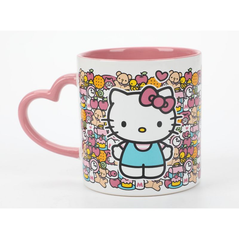 Hello Kitty Mug with Pink Heart Shaped Handle - 16oz Ceramic Mug, 2 of 6
