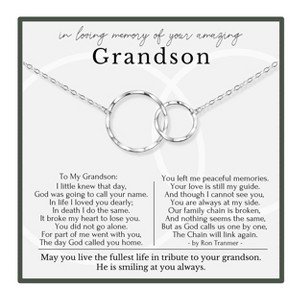 HOPE LOVE SHINE Loss of Grandson Memorial Gift – 2 Ring Necklace Remembrance Jewelry for Loss and Healing - 1 of 4