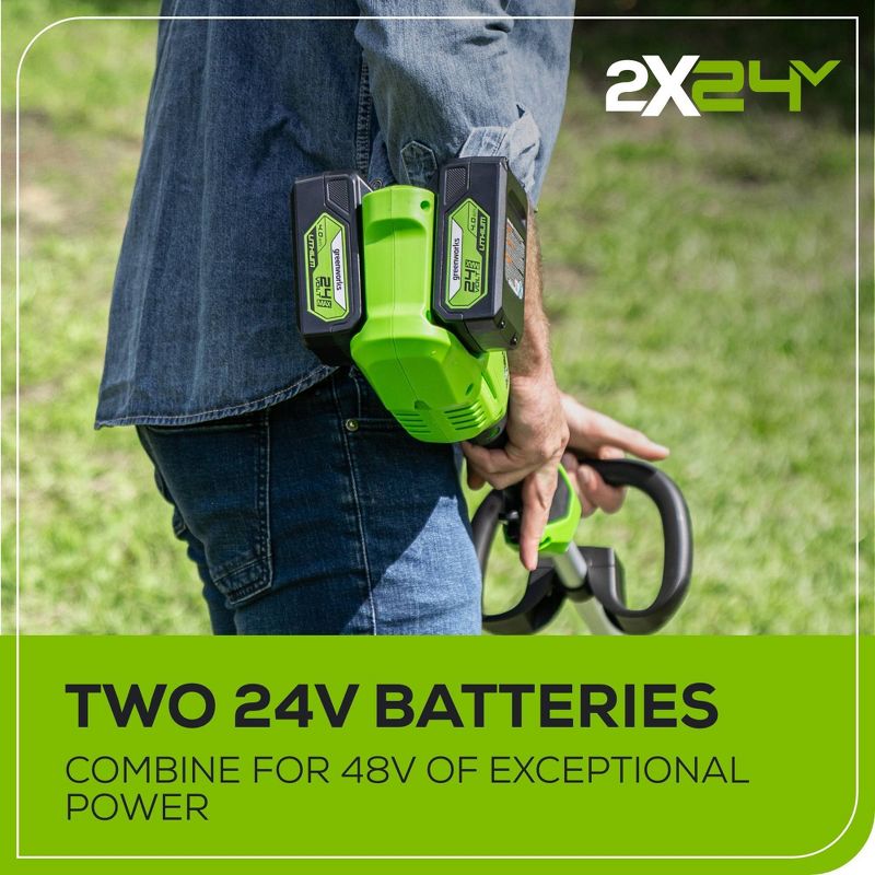 Greenworks POWERALL 8&#34; 24V 4Ah Cordless Brushless Edger Kit with 2 Batteries and Dual Port Rapid Charger, 6 of 10