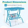 Costway 2-Seater Toddler Porch Swing Chair with Metal Stand Adjustable Canopy Safety Belts Blue/Pink/Yellow - 3 of 4