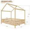 Twin/Full Size Montessori Floor Bed with Canopy, House Shape Toddler Bed Frame with Guardrails, Wood Kids Bed - ModernLuxe - 4 of 4
