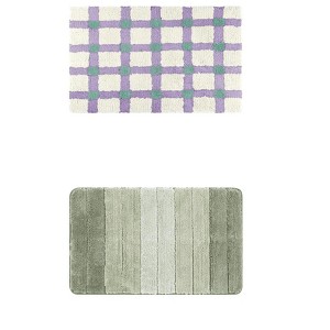 Unique Bargains 2Pcs Plush Gradient Striped Microfiber Shaggy Bathroom Mat - 1 of 4