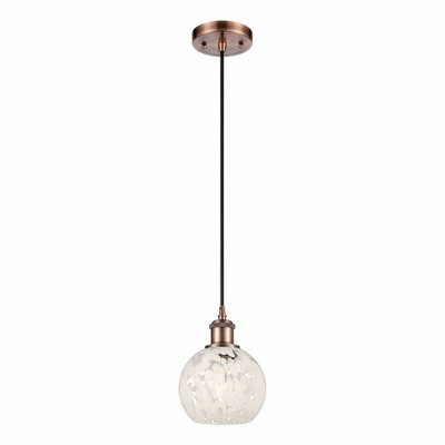 White Mouchette - 1 Light Cord Hung Mini Pendant In Modern Style-8 Inches Tall and 6 Inches Wide