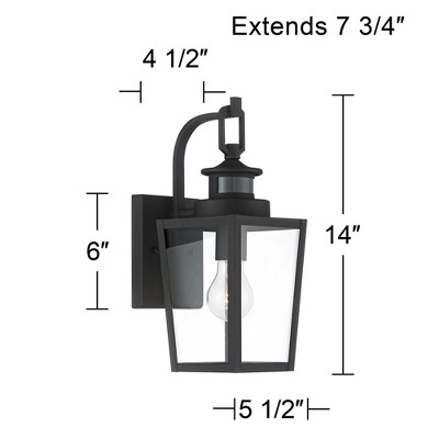 Black Steel and Glass Motion Sensor Outdoor Wall Lights Set