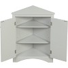 Triangular Wooden Corner Cabinet with Doors & Adjustable Shelves, Bathroom Corner Storage Cabinet for Kitchen Bathroom Living Room Grey - 3 of 4