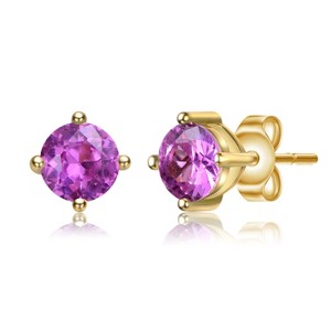 Guili Baby/Kids Sterling Silver Cubic Zirconia Earrings for a Sparkling Look - Colors: Red, Purple, Clear, Blue, Green, White, Yellow. - 1 of 3