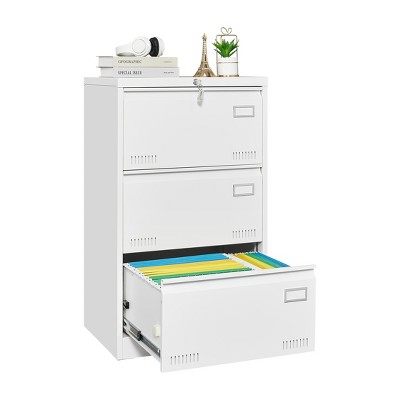 NicBex 3 Drawer Lateral File Cabinet with Lock,Under Desk Office Storage File Cabinet for Home Office Letter/Legal/A4/F4