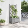 VidaXL Planter with Trellis Gray Solid Wood Fir - 3 of 4