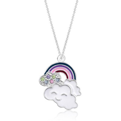 Chanteur Hypoallergenic Kids Jewelry Accessories Rainbow Clouds Crystal White Gold Palladium Plating Necklace