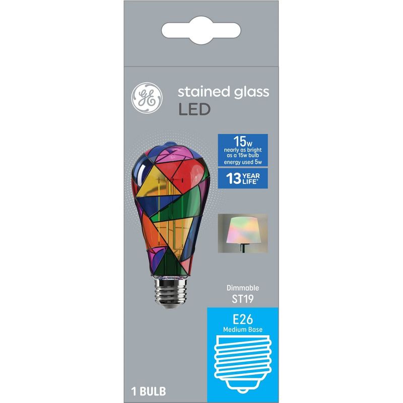GE 15 Watts Medium Base LED Stained Glass Color Light Bulb, 5 of 7