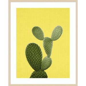 Amanti Art Yellow Cactus by Lola Peacock Wood Framed Wall Art Print - 1 of 4