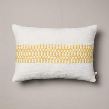 14"x20" Checkered Stripe Indoor/Outdoor Lumbar Throw Pillow - Hearth & Hand™ with Magnolia