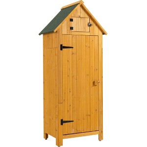 Gulches 30.3"L X 21.3"W X 70.5"H Outdoor Storage Cabinet Tool Shed Wooden Garden Shed  Natural - 1 of 4