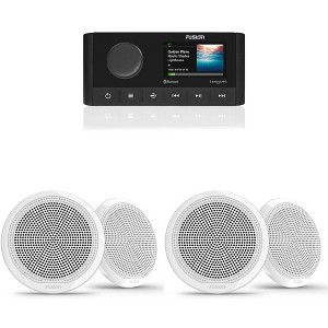 Fusion MS-RA210 Bluetooth Marine Stereo with Fusion 2 Pairs EL-F653W EL Series 6.5" 2-Way Marine Coax - White Classic Grill - 1 of 4
