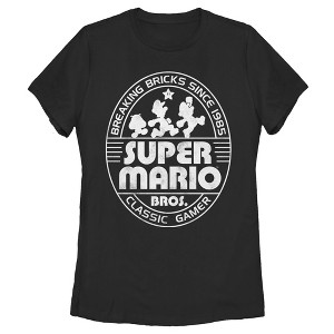 Women's Nintendo Super Mario Brick Break 85 Classic Gamer T-Shirt - 1 of 3