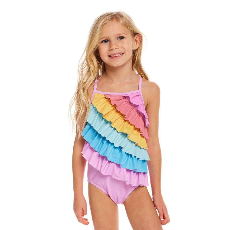 Andy & Evan  Toddler  Rainbow Ruffle Detail Swimsuit, 5 of 6