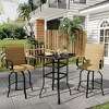 Metal Frame Patio Bar Table - Square Tempered Glass Top, Outdoor Bar Height Table for Backyard, Poolside & Garden - 4 of 4