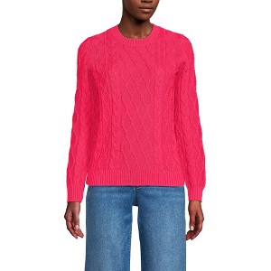Lands' End Women's Cotton Drifter Crew Cable Pullover Sweater - 1 of 4