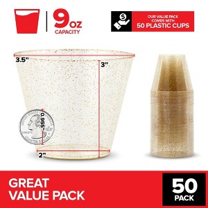 Stock Your Home 9-oz Gold & Clear Glitter Plastic Cups (50 Pack) - 1 of 3