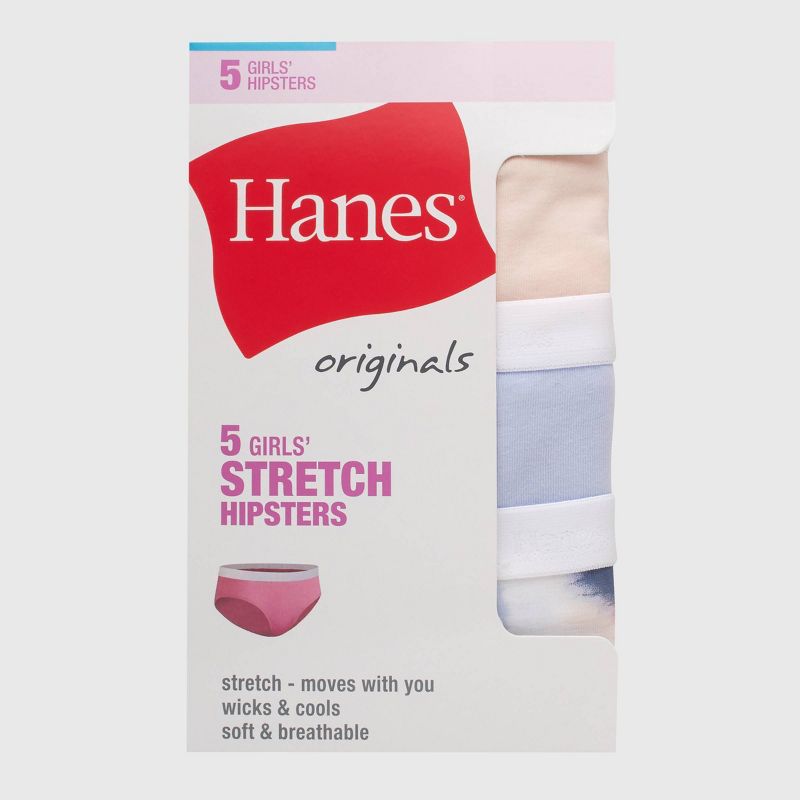 Hanes Originals Girls' Tween Underwear Hipster Pack, Fashion Assorted, 5-Pack - Colors May Vary, 2 of 4