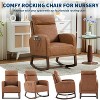 Rocking Chair, Upholstered Glider Chair with Side Pocket, Nursery Chair with High Backrest and Rubber Wood Legs for Living Room, Bedroom, Nursing Room - 3 of 4