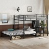 TIRAMISUBEST Queen over Queen Size Bunk Bed with Built-in Wardrobe, L-Shaped Metal Bunk Bedframe with Bulit-in Desk and Storage Chairs - 3 of 4