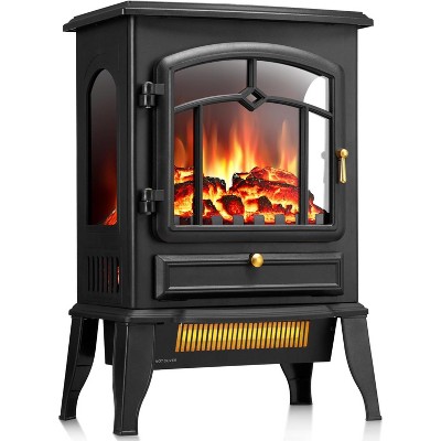 ZAFRO Electric Fireplace Stove Heater,5100 BTU,Adjustable Flame & 1000W/1500W Thermostat,for Indoor Living Room, Bedroom