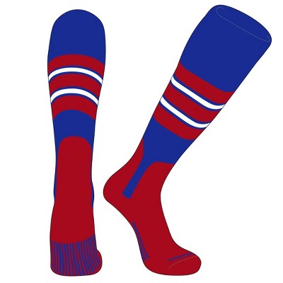 PEAR SOX OTC Baseball Softball Stirrup Socks (E, 7in) Royal, Red, White, Red