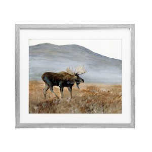 Stupell Industries Moose Wanderer Mountain Valley Framed Print Under Glass - 1 of 4