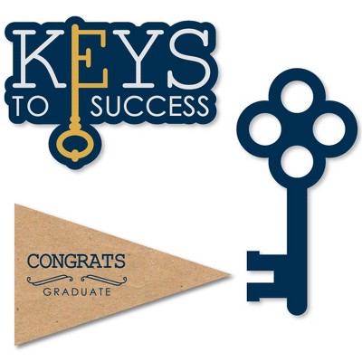 Big Dot of Happiness Grad Keys to Success - Graduation DIY Shaped Party Cut-Outs - 24 Count