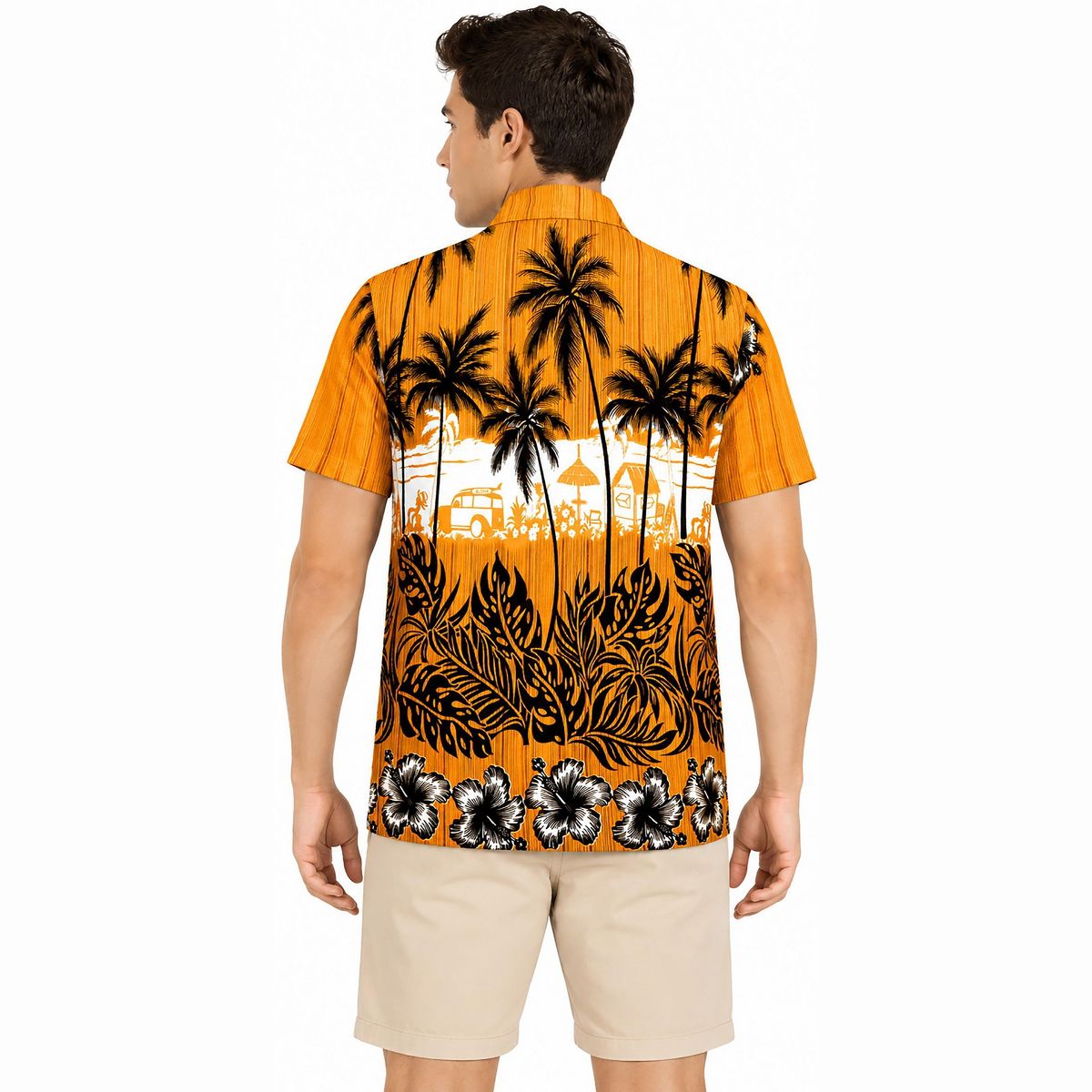 LA LEELA Mens Hawaiian Short Sleeve Button Down Shirt Men's Summer Shirts Casual Beach Vacation Hawaii Island Shirts for Men Funny XXL Gold, Tree - thumbnail 2