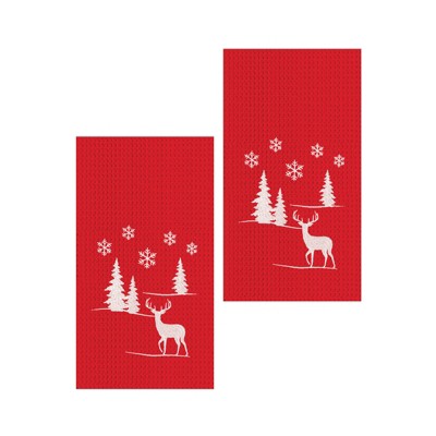 C&F Home Sleigh Ride 1 Embroidered Waffle Weave Kitchen Towel Set of 2