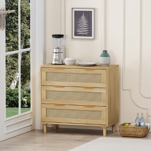 31.50"3-Drawers Rattan Storage Cabinet Rattan Drawer,for Bedroom,Living Room,Hallways - 1 of 4
