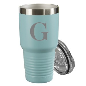 Personalization Mall Personalized Initial Vacuum Insulated Stainless Steel Tumbler, Teal, 30 oz. - 1 of 1