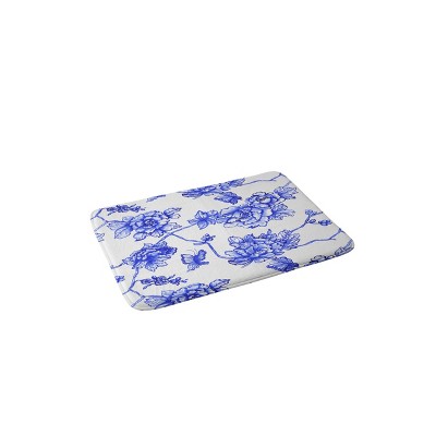 Jacqueline Maldonado Chinoserie Floral Memory Foam Bath Mat Blue - Deny Designs