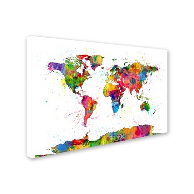 Michael Tompsett Map of the World Watercolor Outdoor Canvas Art