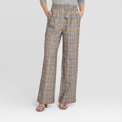 women's high waisted plaid pants